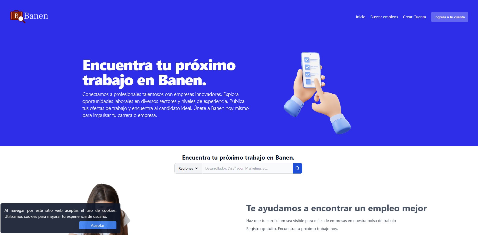 Página principal del portal de empleo