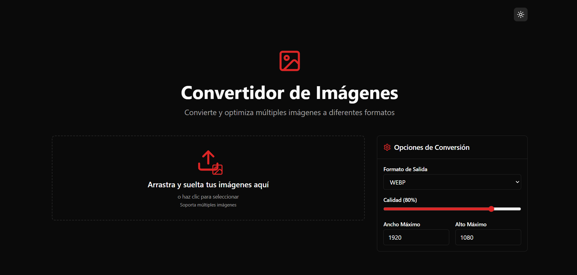 Página principal de Compress Images